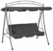 átalakítható antracit acél hintaágy tetőponyvával 198x120x205cm