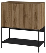 Fekete-natúr színű szekrény tölgyfa dekorral 80x90x40 cm Amira – Marckeric