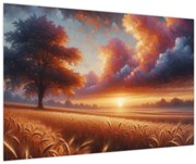 Kép – Naplemente a mezőn (90x60 cm)