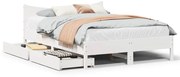 fehér tömör fenyőfa ágykeret fiókokkal 140 x 200 cm