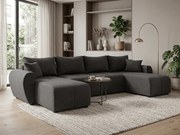 SEVIO U alakú kihúzható ülőgarnitúra, 311x145 cm, sötétszürke + 2 párna INGYEN