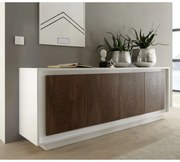 SKY Fehér-Konyak tölgy Komód 4 ajtós 207cm