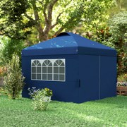 Outsunny Összecsukható Kerti Pavilon Pop-up Recepiós sátor 3 x 3 Állítható Magassággal, Oldalfalakkal, Szellőzőkkel, Ablakokkal és Oxford Szövet Kerek