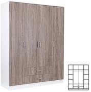 Miami gardróbszekrény 160x205 cm yorki tölgy-fehér