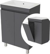 Fürdőszoba szekrény mosdóval és kosárral 2in1 Ribera 60 Grafit matt mosógéphez