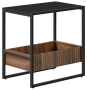 Lerakó asztal Terra, fekete és diófa rekesszel, acél kerettel, 55x35x55cm