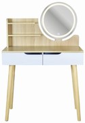 Fésülködőasztal SCANDI tükörrel - bükkfa/fehér
