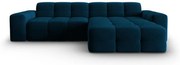Sötétkék bársony sarokkanapé (jobb oldali) Kendal – Micadoni Home