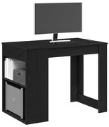 íróasztal fiókkal polccal fekete tölgy 102x62x77,5cm gépelt fa