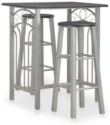 3 darabos fekete fa és acél bárszett