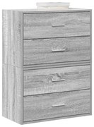 2 db szürke sonoma szerelt fa szekrény 2 fiókkal 60 x 31 x 40cm