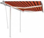 narancssárga-barna kézzel kihúzható LED-es napellenző 3 x 2,5 m