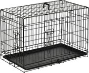 PawHut Kutya Ketrec Szállítóláda Hálóketrec Kiskutya Szállítódoboz Hordozható Fém Fekete 75 x 48,5 x 53 cm | Aosom