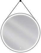 Mexen Reni megvilágított fürdőszobai tükör, kerek 90 cm, LED 6000K, páramentes, fekete keret - 9812-090-090-611-70