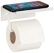 Fehér öntapadós fém WC-papír tartó polccal Desulo – Wenko