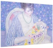 Üveg kép - Frederick Carl Frieseke,  The Basket of Flowers, reprodukciók (70x50 cm)