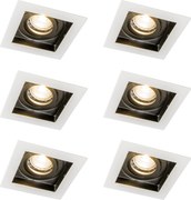 6 darabos modern süllyesztett spotlámpa szett fehér, fekete, állítható - Carree