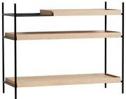 Polcrendszer "Tray", alacsony , 4 változat - Woud Variáns: világos tölgyfa polcok - 1 rövid, 2 hosszú