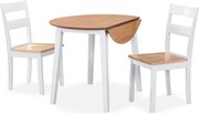vidaXL 3 részes fehér MDF és gumifa étkezőgarnitúra