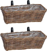 vidaXL Függő virágcserép kosár tárolóval 2 pcs Barna 48 x 22 x 15 cm