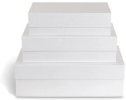 Fehér fedeles karton tárolódoboz szett 3 db-os 42,5x29,5x13 cm Kian Paper Laminate – Bigso