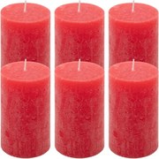 Rusztikus gyertya készlet 11,5 cm Ø 6,8 cm 6 db piros