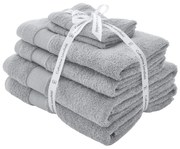 Világosszürke frottír pamut törölköző és fürdőlepedő készlet 6 db-os Anti-Bacterial – Catherine Lansfield