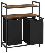 BERGEN ruháskosár 2 polccal, 2x46l, fekete/barna Vasagle