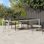 vidaXL fehér polyrattan és edzett üveg kerti asztal 250 x 100 x 75 cm