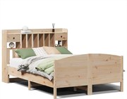 vidaXL tömör fenyőfa könyvespolcos ágy matrac nélkül 140 x 200 cm