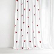 Goldea pamut drapéria - piros szívecskék, fehér alapon 140x150 cm