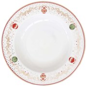 Karácsonyi gömbökkel díszített porcelán mélytányér Christmas Eve