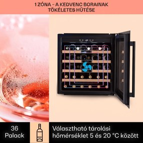Klarstein Vinsider 36 Built-In Uno, beépített borhűtő, 92 liter, 36 palack, rozsdamentes acél