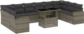 vidaXL 11 részes szürke polyrattan kerti ülőgarnitúra párnákkal