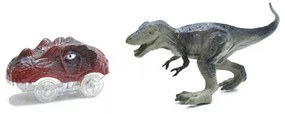 Dínó Autópálya Készlet Dupla 360°-S Átfordulóval És Dínós Kisautóval Dinoszaurusz Autópálya Szett