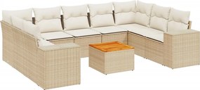 vidaXL 10 részes bézs polyrattan kerti ülőgarnitúra párnával