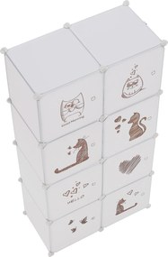 Gyerek moduláris szekrény, fehér/barna minta, KIRBY