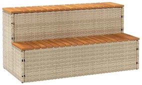 pezsgőfürdő lépcső bézs 100x50x50,5 cm polyrattan és akácfa