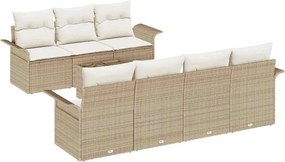 vidaXL Kerti Kanapé Szett párnával 8 pcs Bézs polirattan
