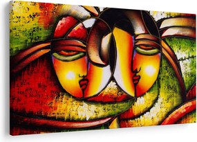 Kép - olajfestmény, absztrakt arcok (90x60 cm)