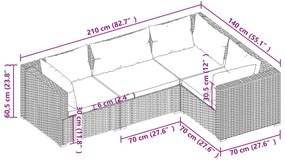 4 részes szürke polyrattan kerti ülőgarnitúra párnákkal