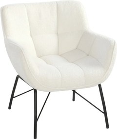 HOMCOM Modern lounge fotel, integrált karfákkal, fém lábakkal, 69 x 68 x 78,5 cm, krémfehér