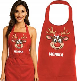 Konyhai kötény Karácsonyi rénszarvas Rudolf karácsonyi ajándék Írja be a nevét