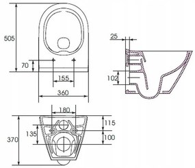 Cersanit City Oval CleaOn, függő WC csésze ülőke nélkül, fehér, K35-025