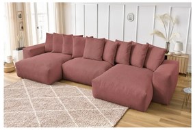 Világos rózsaszín kordbársony sarokkanapé Voltaire – Bobochic Paris