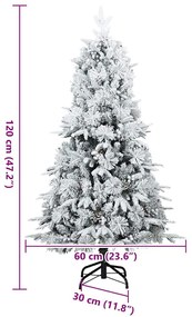 Műanyag Rugalmas Karácsonyfát Havas Flokkal Fehér 120 cm