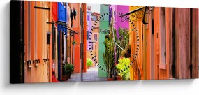 Színes olasz utca képe (órával) (90x30 cm)