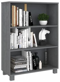 HAMAR sötétszürke tömör fenyőfa könyvszekrény 85 x 35 x 112 cm