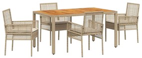 vidaXL Kert étkező szett 5 pcs Bézs polirattan