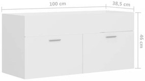 fehér szerelt fa mosdószekrény 100 x 38,5 x 46 cm